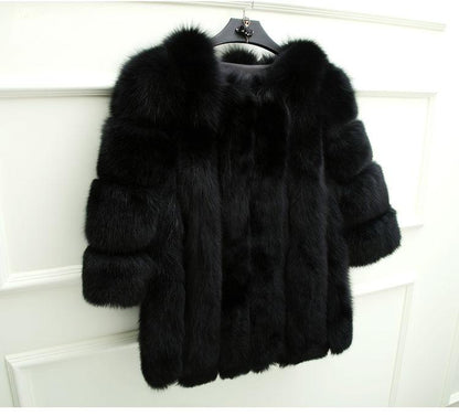 New Elegant Immitation Fox Fur Jacket Women