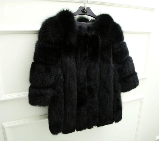 New Elegant Immitation Fox Fur Jacket Women