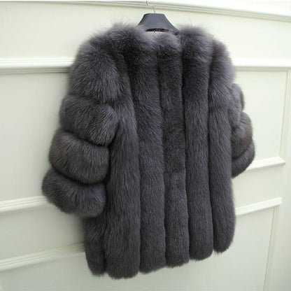 New Elegant Immitation Fox Fur Jacket Women