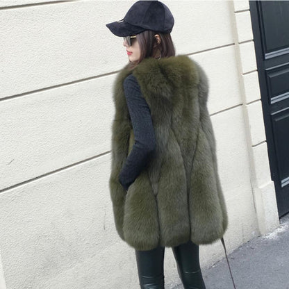 Winter Warm Fashion Women Immitation Faux Fur Vest Outerwear