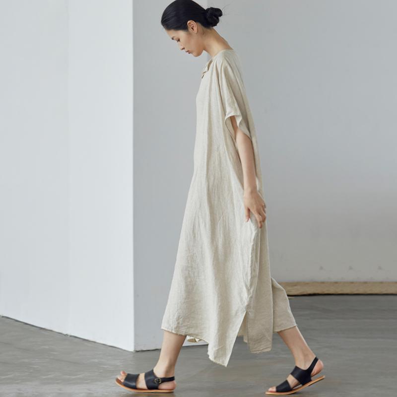 Ultra-Loose Pure Color Graceful Linen Dress
