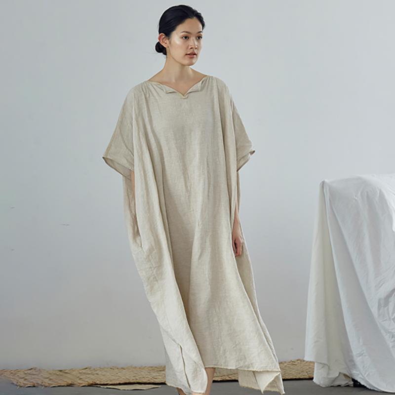 Ultra-Loose Pure Color Graceful Linen Dress
