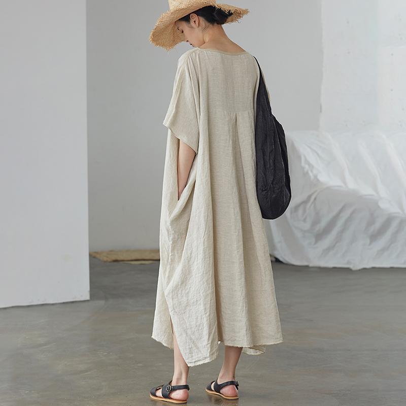 Ultra-Loose Pure Color Graceful Linen Dress