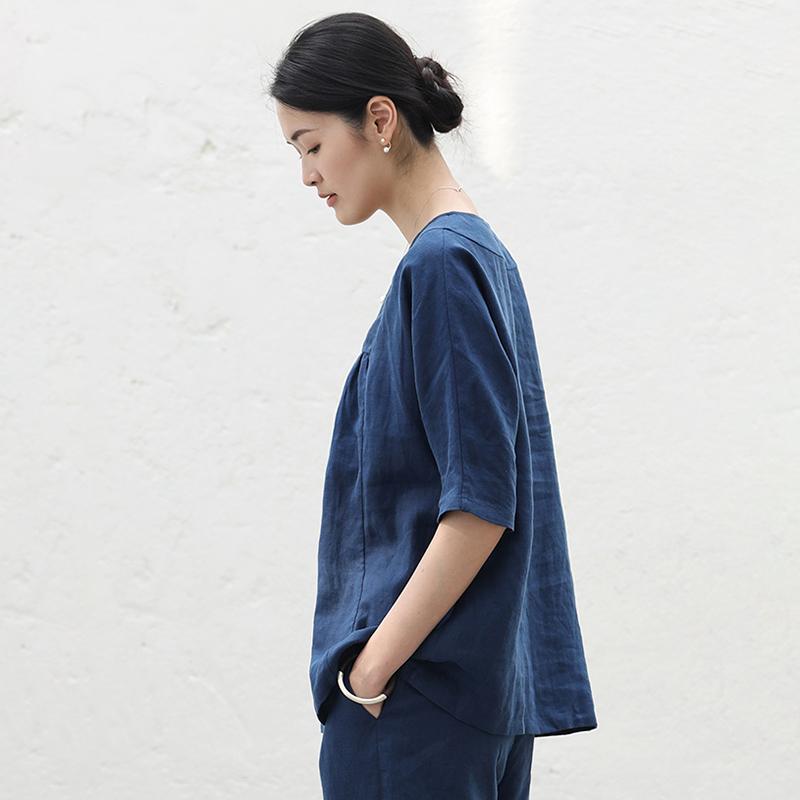 V-Neck Casual Pure Color Plus Size T-Shirt