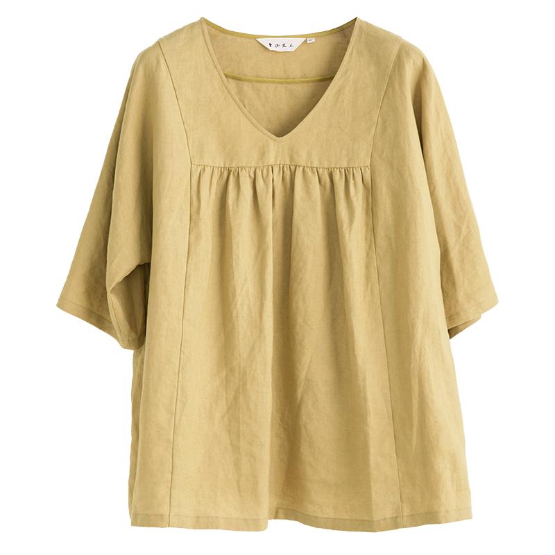 V-Neck Casual Pure Color Plus Size T-Shirt