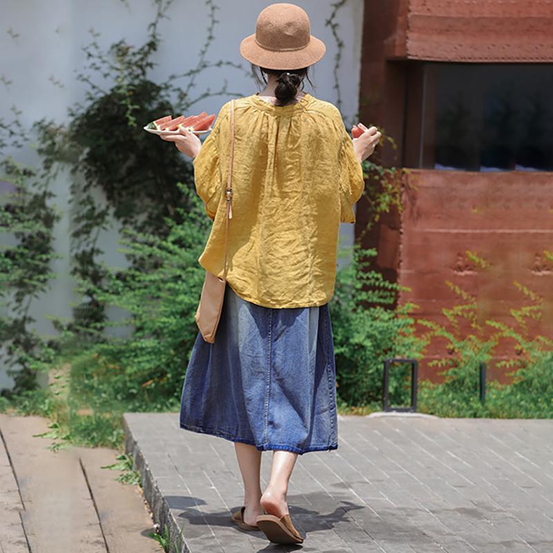 V-Neck Lacing Solid Color Casual Blouse