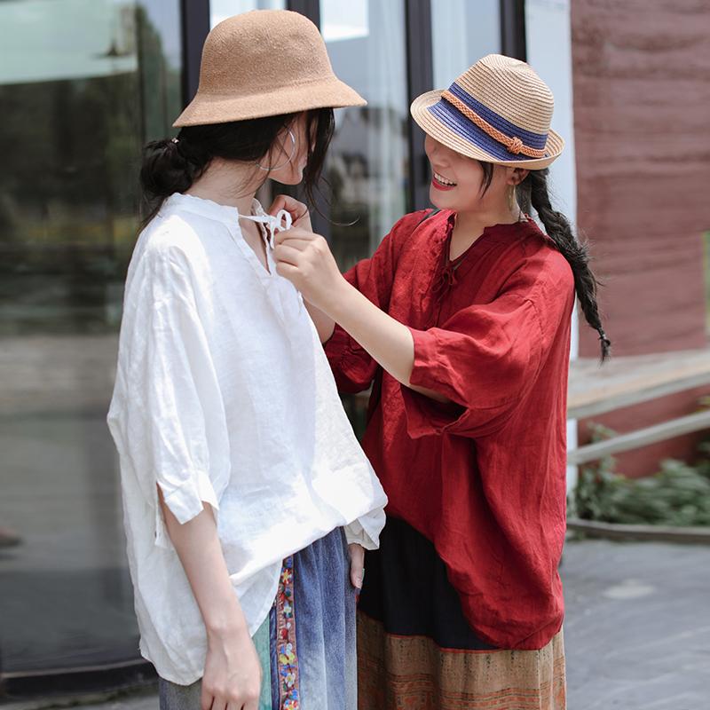 V-Neck Lacing Solid Color Casual Blouse