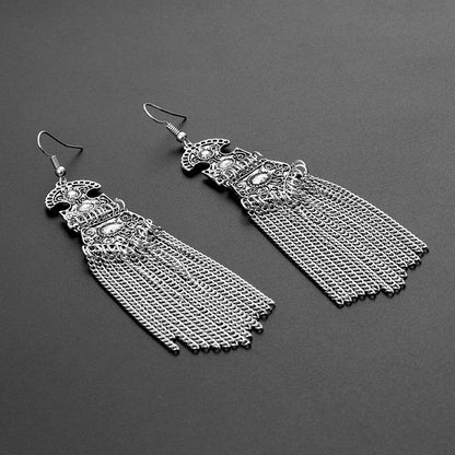 Vintage Alloy Bohemian Wave Tassel Earrings