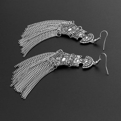 Vintage Alloy Bohemian Wave Tassel Earrings