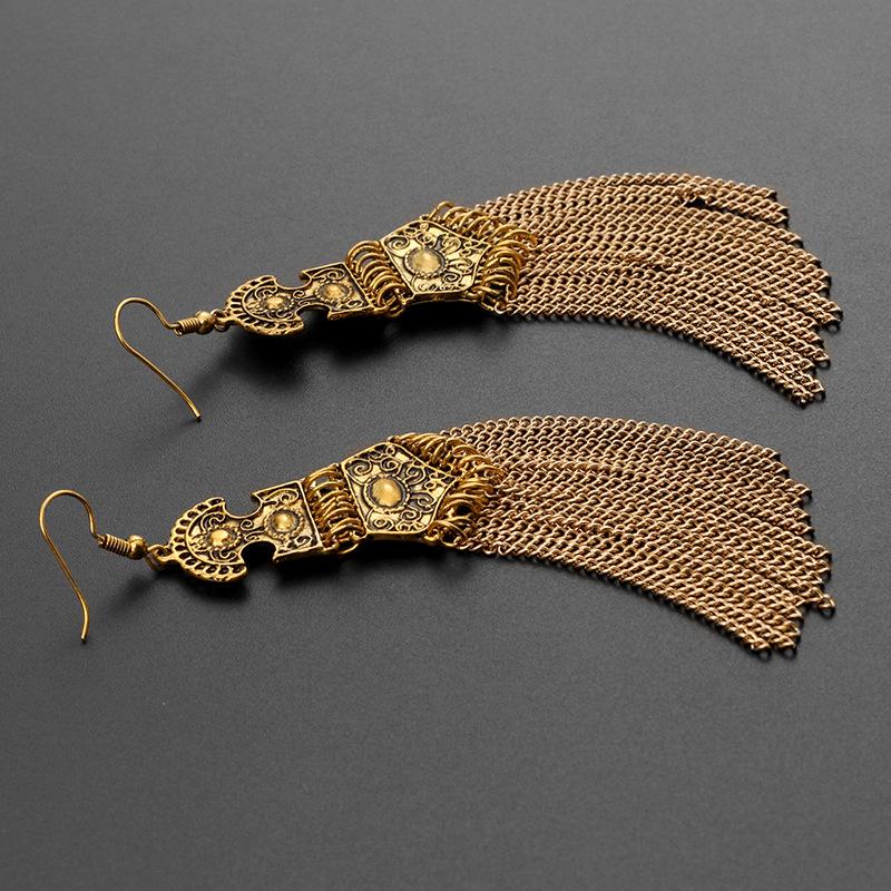 Vintage Alloy Bohemian Wave Tassel Earrings
