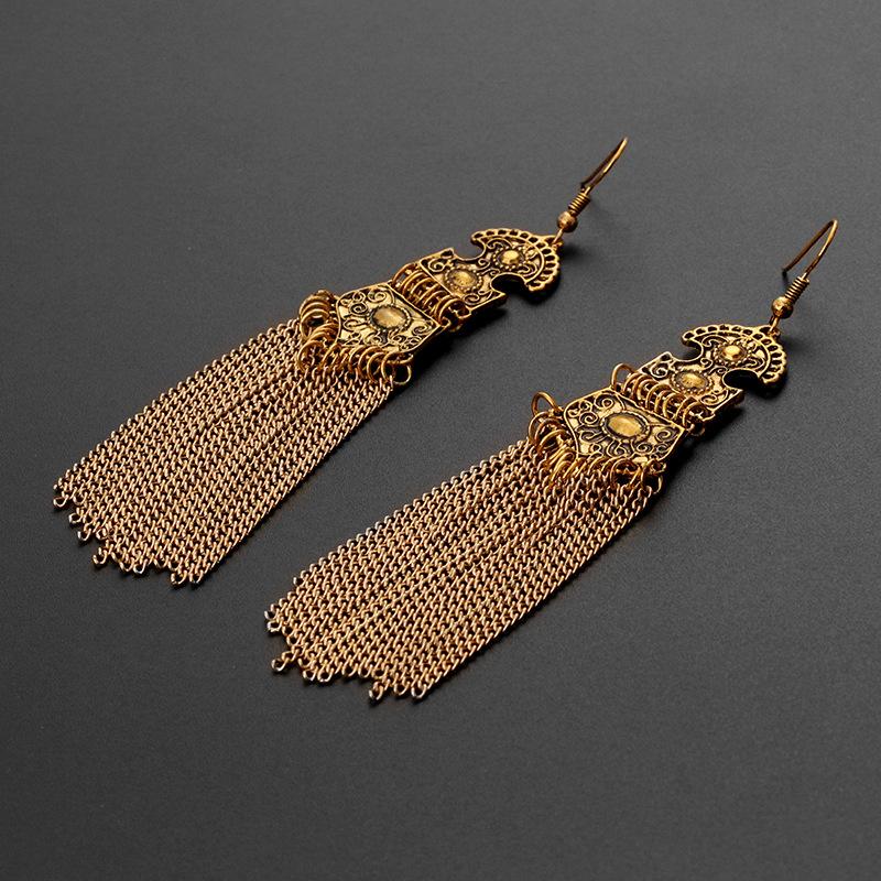 Vintage Alloy Bohemian Wave Tassel Earrings