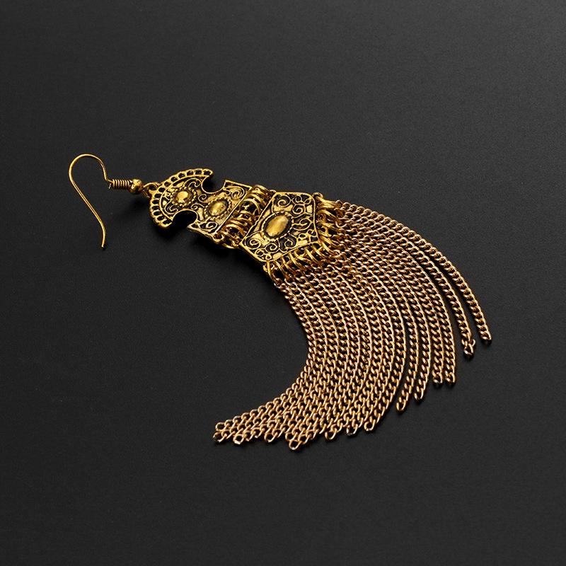 Vintage Alloy Bohemian Wave Tassel Earrings