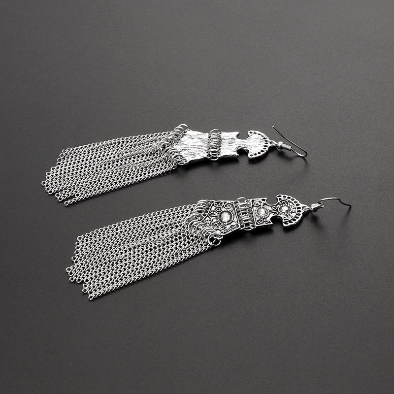 Vintage Alloy Bohemian Wave Tassel Earrings