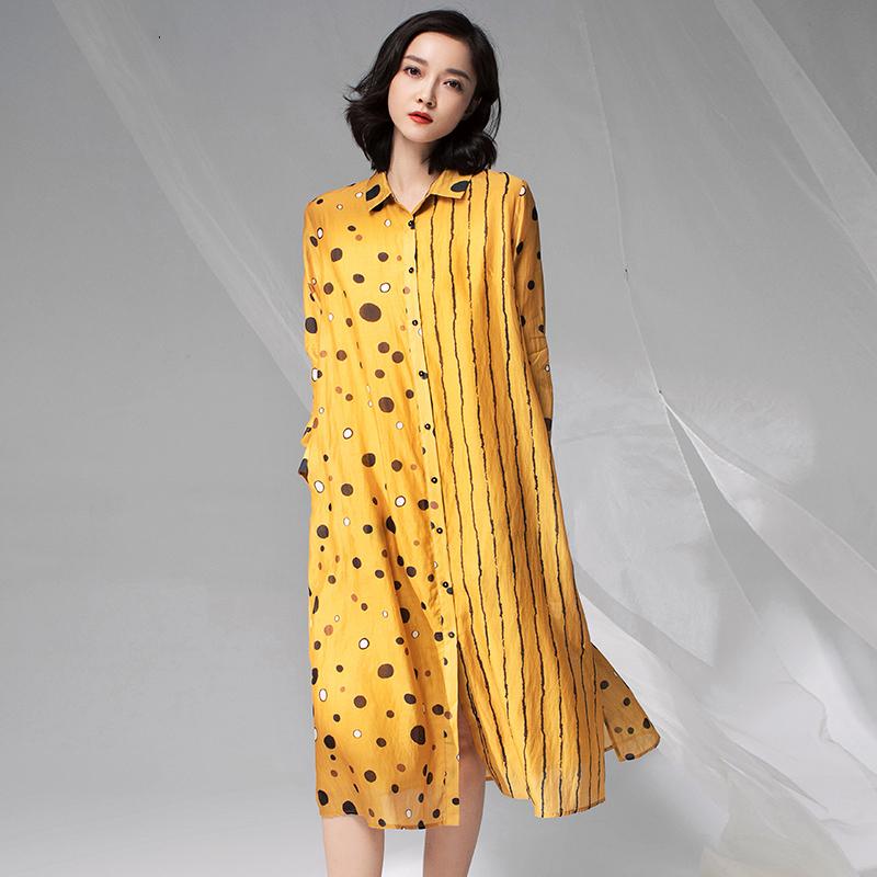 Vintage Dot Spliced Striped Silk Plus Size Dress