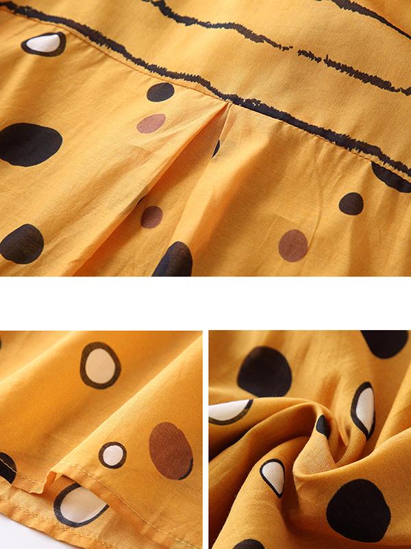 Vintage Dot Spliced Striped Silk Plus Size Dress