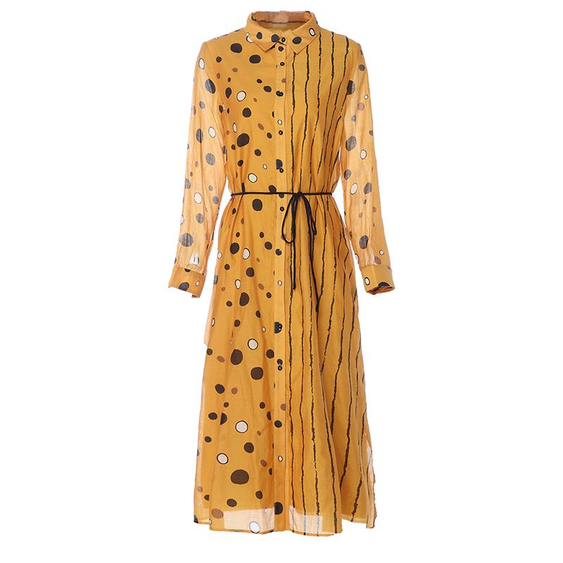 Vintage Dot Spliced Striped Silk Plus Size Dress