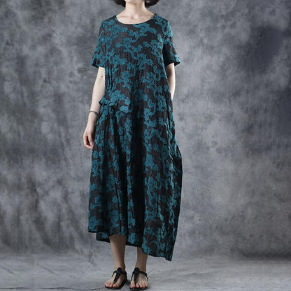 Vintage Embroidery Short Sleeve Elegant Dress