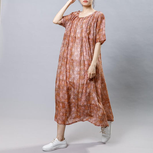 Vintage Folded Stripes Elegant Midi Dress