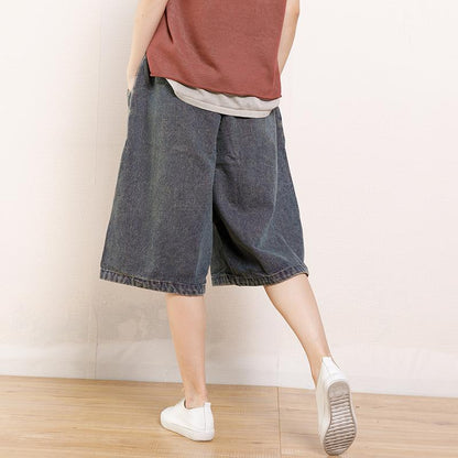 Vintage Hole Pockets Calf-Length Jeans