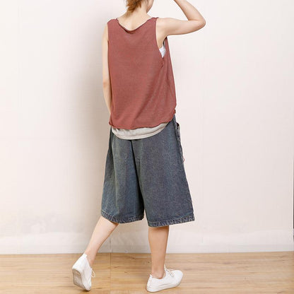 Vintage Hole Pockets Calf-Length Jeans