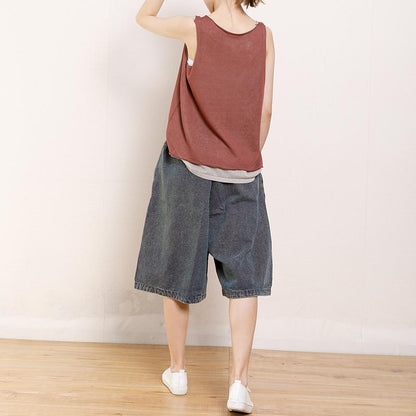 Vintage Hole Pockets Calf-Length Jeans