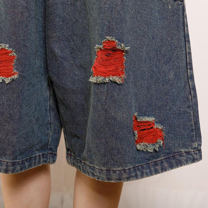 Vintage Hole Pockets Calf-Length Jeans
