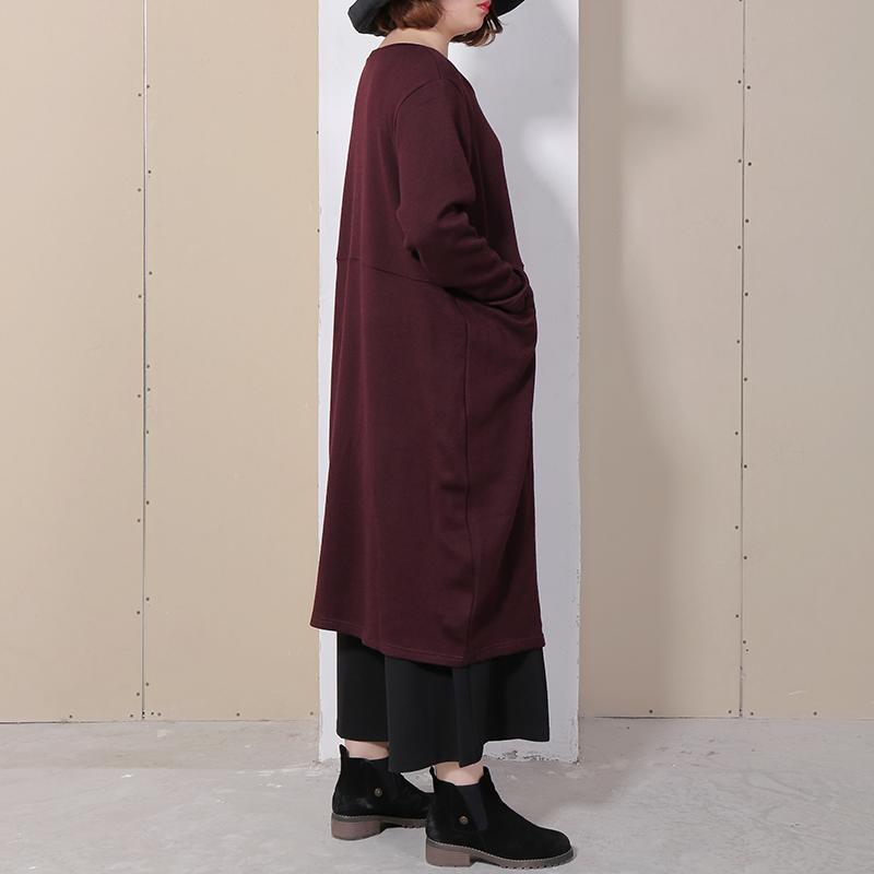 Vintage Long Sleeve Solid Women Dress