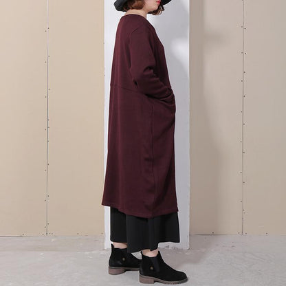 Vintage Long Sleeve Solid Women Dress