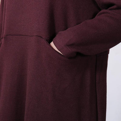 Vintage Long Sleeve Solid Women Dress