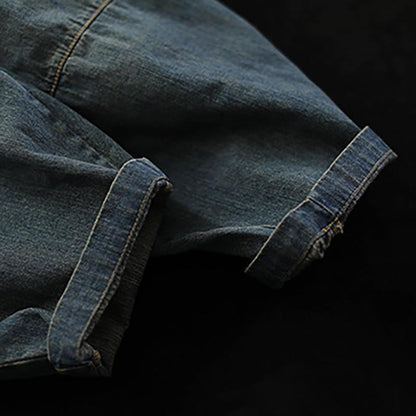 Vintage Loose Elastic Waist Spliced Distressed Jeans