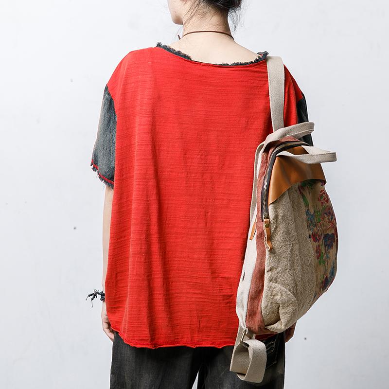 Vintage Patch Designs Short Sleeve Blouse