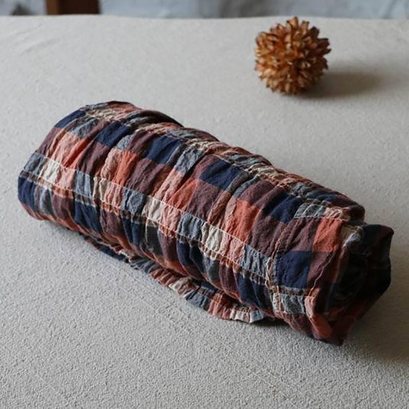 Vintage Plaid Loose Linen Wide Leg Pants