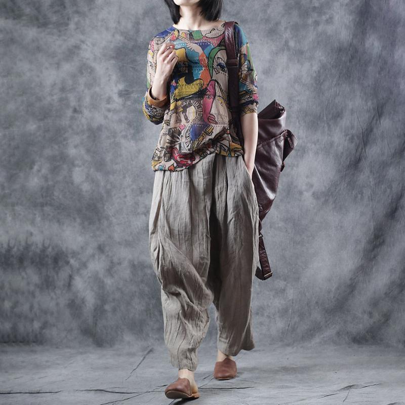 Vintage Print Hollow Out Long Sleeve T-shirt