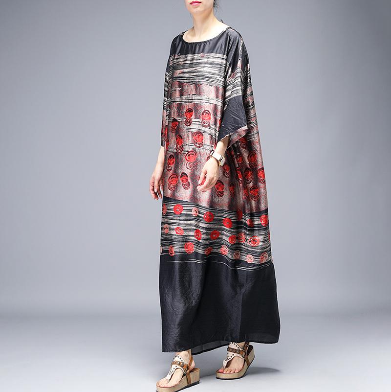 Vintage Print Round Neck Half Sleeve A-Line Dress
