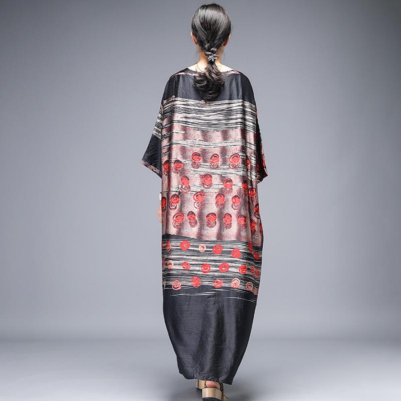 Vintage Print Round Neck Half Sleeve A-Line Dress