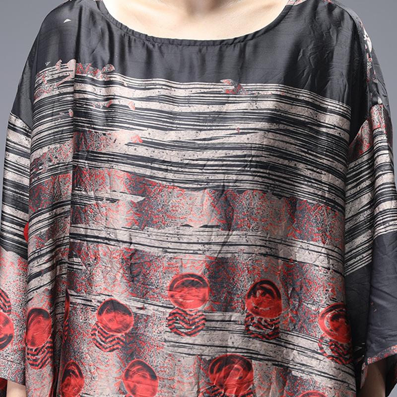 Vintage Print Round Neck Half Sleeve A-Line Dress