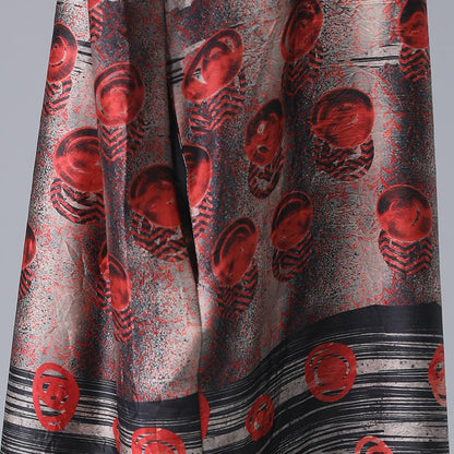 Vintage Print Round Neck Half Sleeve A-Line Dress