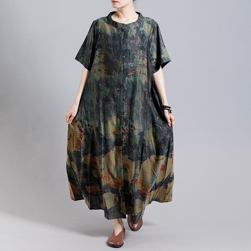 Vintage Printed Single Breasted Soft Coat