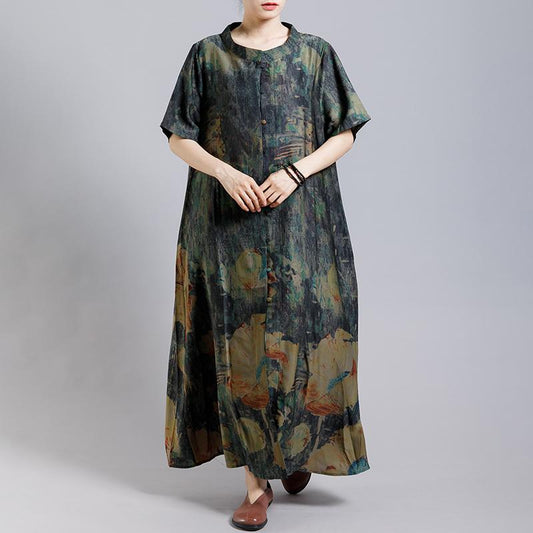 Vintage Printed Single Breasted Soft Coat