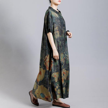Vintage Printed Single Breasted Soft Coat