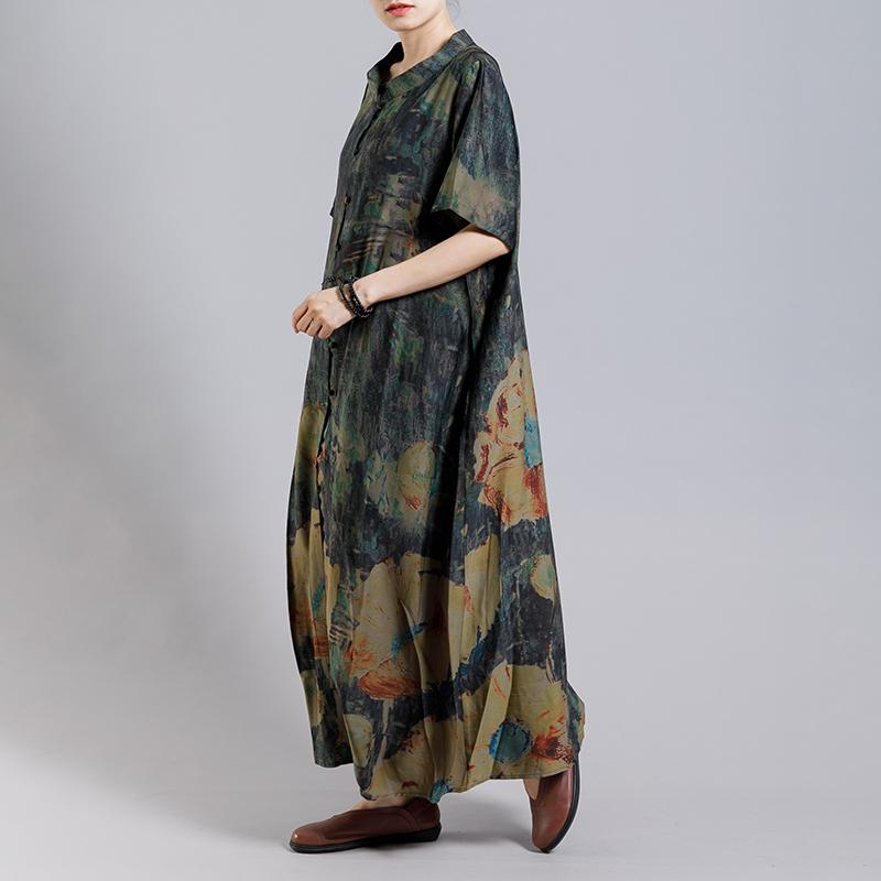 Vintage Printed Single Breasted Soft Coat