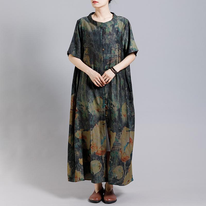 Vintage Printed Single Breasted Soft Coat