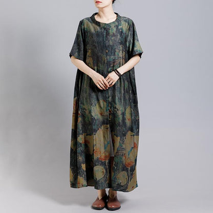 Vintage Printed Single Breasted Soft Coat
