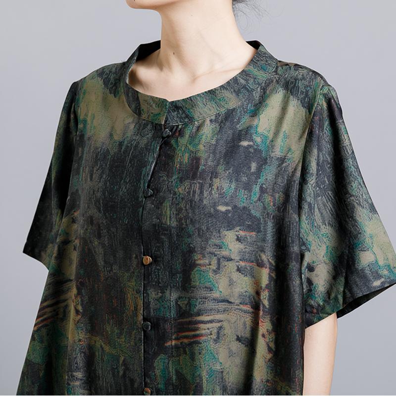 Vintage Printed Single Breasted Soft Coat