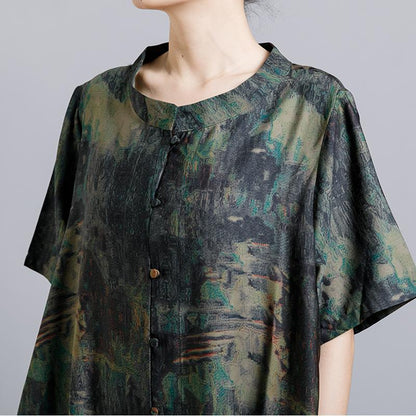 Vintage Printed Single Breasted Soft Coat