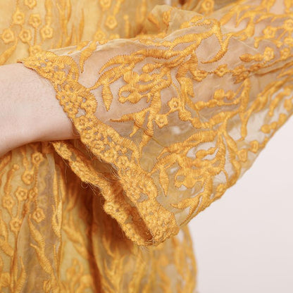 Vintage Round Neck Hollow Out Women Dress