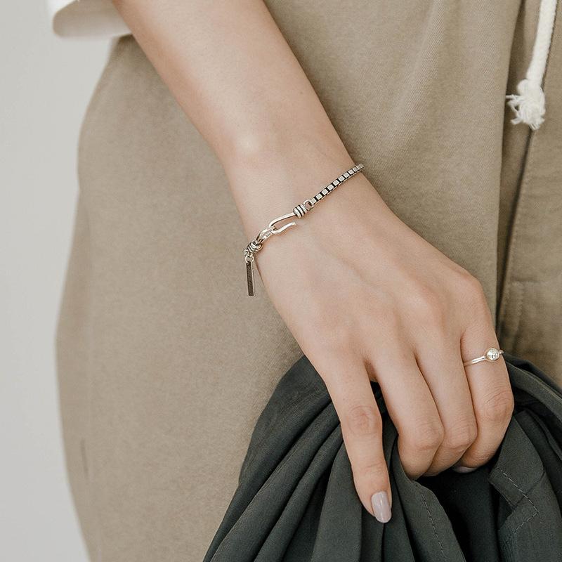 Vintage Silver Jewelry Geometry Chain Bracelet