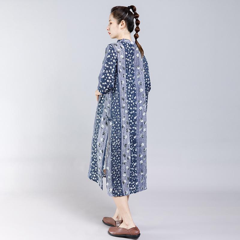 Vintage Stand Collar Frog Print Dress