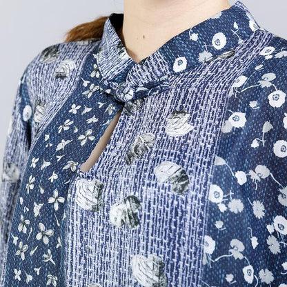 Vintage Stand Collar Frog Print Dress