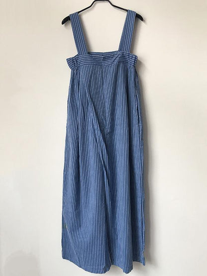 Casual Simple Stripe Cotton Jumpsuit